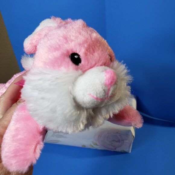 Cute Pink Laying Bunny Rabbit Plush 9" Stuffed Animal Easter Basket Lying - Picture 9 of 11